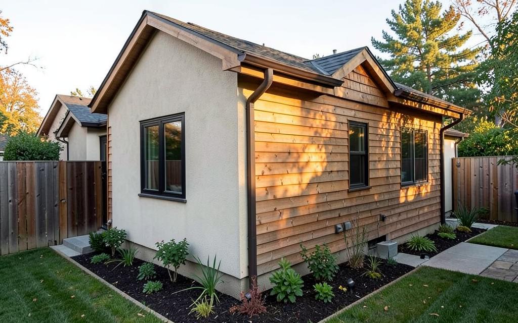Completed detached backyard ADU cottage with landscaping